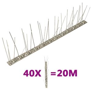 VidaXL Vogel- en duivenpinnen met 5 rijen 40 st 20 m roestvrij staal