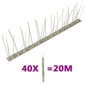 VidaXL Vogelen duivenpinnen met 5 rijen 40 st 20 m roestvrij staal