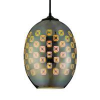 LED Hanglamp Ovaal Chroom 3D Glas - E27 Fitting - Max 60W