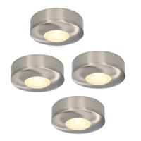 Set van 4 Pavo - Platte LED opbouwspots 23mm - 3W 300lm - 2700K - Dimbaar - Rond - IP44 - RVS