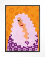 Urban Cotton Wandkleed 'Retro Girly' 80 x 110cm in Floating Frame - black