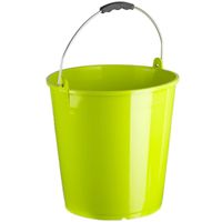 Set van 4x stuks lime groene schoonmaakemmers/huishoudemmers 15 liter 32 x 31 cm