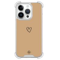 iPhone 14 Pro siliconen shockproof hoesje - Hart bruin iPhone 14 Pro siliconen shockproof hoesje - Hart bruin