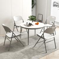 Klapstoelen Set van 4 Gaststoelen met Metalen Frame en Handgreep voor Feestjes Bruiloften 160 kg Draagvermogen Wit