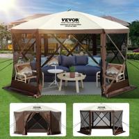 VEVOR Gazebo Tent, 12x12ft 6-zijdige pop-up campingluifeltent met gaasramen, draagbare draagtas, haringen, grote schaduwtenten voor buitenkamperen, gazon en achtertuin