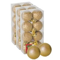 24x stuks kerstballen goud glitters kunststof 3 cm