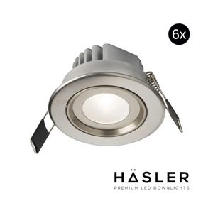 Inbouwspot Häsler Tarragona Incl. Fase Aansnijding Dimbaar 8 cm 4 Watt Helder Wit RVS Set 6x