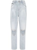 Philipp Plein jean droit à patch cœur - Bleu