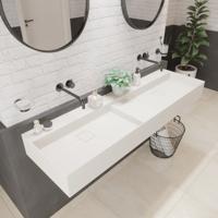Wastafel Ideavit Solidbliss 150x45x16 cm Solid Surface 1 Midden Plateau Mat Wit