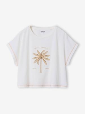 T-shirt met korte mouwen voor meisjes ecru