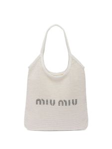 Miu Miu sac à main en mesh à design superposé - Blanc