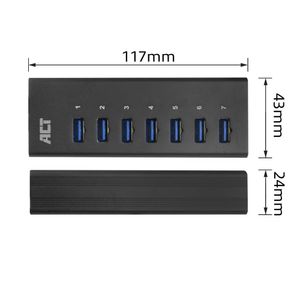 ACT AC6315 interface hub USB 3.2 Gen 1 (3.1 Gen 1) Type-A 5000 Mbit/s Zwart