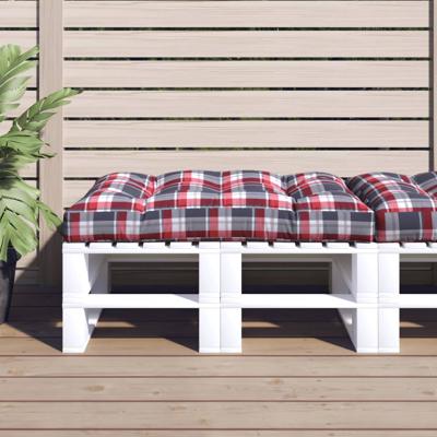 VidaXL Palletkussen 120x80x12 cm stof ruitpatroon rood