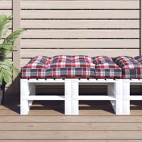 VidaXL Palletkussen 120x80x12 cm stof ruitpatroon rood VidaXL Palletkussen 120x80x12 cm stof ruitpatroon rood