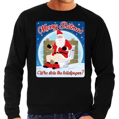 Foute Kersttrui sweater - Merry Shitmas - Who stole the toiletpaper - zwart - heren - kerstkleding Foute Kersttrui sweater - Merry Shitmas - Who stole the toiletpaper - zwart - heren - kerstkleding