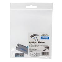 LogiLink USB PORT LOCK, 1 KEY + 4 LOCKS USB-poortslot Set van 4 stuks Zilver, Blauw Incl. 1 sleutel - thumbnail