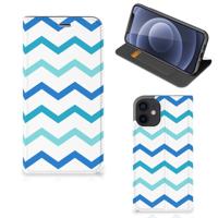 iPhone 12 Mini | Hoesje met Magneet | Zigzag Blauw