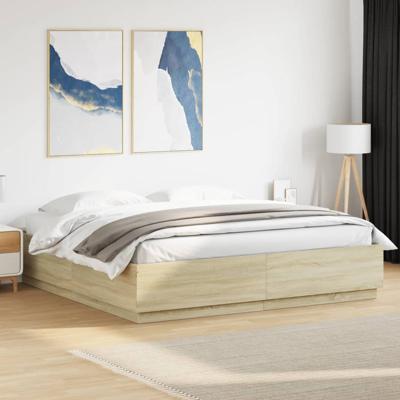 Bedframe bewerkt hout sonoma eikenkleurig 200x200 cm
