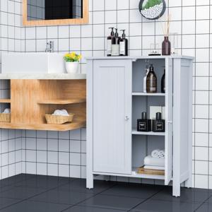 Badkamerkast Bijzetkast Dressoir met Dubbele Deur en Verstelbare Plank Houten Opbergkast Keukenkast 60 x 30 x 80,5 cm