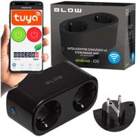 TUYA WiFi-gestuurd dubbel slim stopcontact, zwart