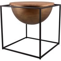 Vierkante Bijzettafel Metaal & Hout - Zwart/Bruin - 53x55x53 cm