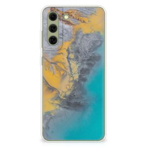 Samsung Galaxy S21FE TPU Siliconen Hoesje Marble Blue Gold