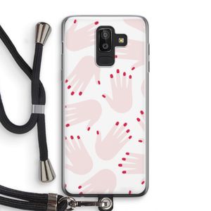 Hands pink: Samsung Galaxy J8 (2018) Transparant Hoesje met koord