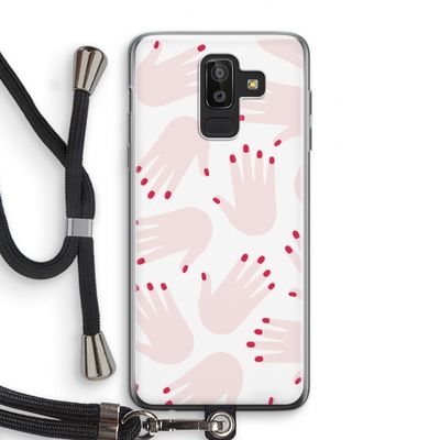 Hands pink: Samsung Galaxy J8 (2018) Transparant Hoesje met koord