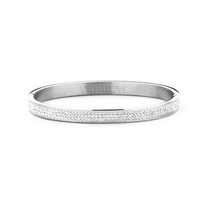 Key Moments 8KM BC0041 Stalen Bangle met Kristal - Grootte 58x50 mm - Zilverkleurig / Wit