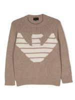 Emporio Armani Kids pull à logo en intarsia - Tons neutres - thumbnail