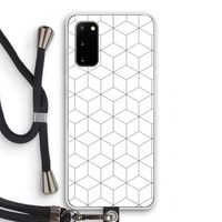 Zwart-witte kubussen: Samsung Galaxy S20 Transparant Hoesje met koord