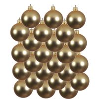 24x Gouden glazen kerstballen 8 cm mat - thumbnail