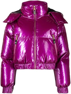 Versace Jeans Couture veste de moto à effet de brillance - Violet