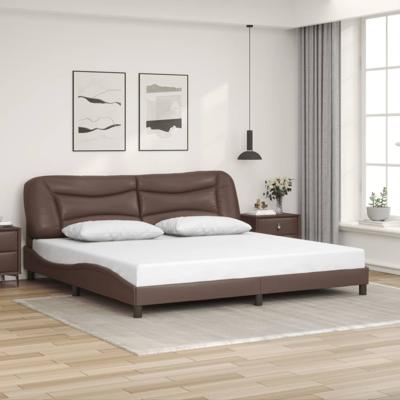 Bedframe met hoofdbord kunstleer bruin 200x200 cm