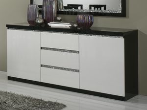 Dressoir REBECCA 2 deuren en 3 lades hoogglans zwart/hoogglans wit