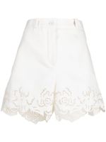 Elie Saab short en coton mélangé à broderies - Blanc - thumbnail