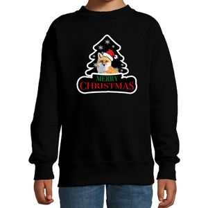 Dieren kersttrui vos zwart kinderen - Foute vossen kerstsweater