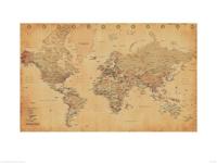 Kunstdruk World Map Vintage Style 60x80cm