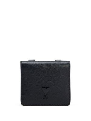 AMI Paris porte-cartes en cuir à lanière - Noir
