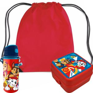 Paw Patrol lunchbox set voor kinderen - 3-delig - rood - aluminium - incl. gymtas/schooltas