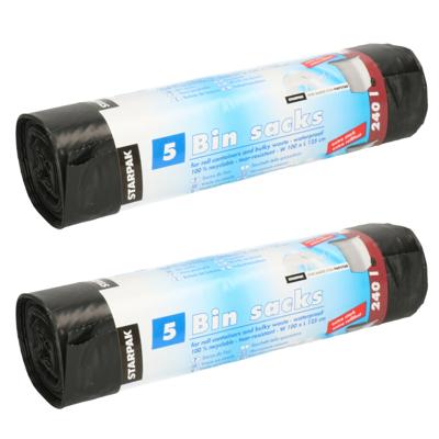 Papstar afvalzakken / vuilniszakken XXL - 240 liter - 10x stuks - extra stevig - containerzakken