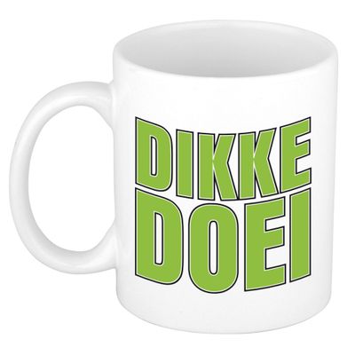 Afscheid cadeau mok collega - dikke doei - groen - 300 ml - keramiek