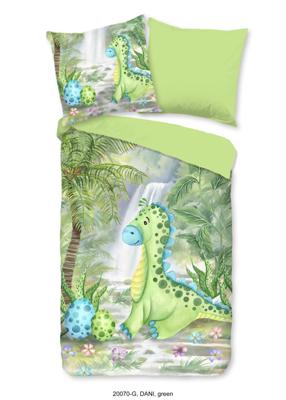 Good Morning Kinderdekbedovertrek "dinosaurus" - Groen - (135x200 cm) - Katoen Good Morning Kinderdekbedovertrek "dinosaurus" - Groen - (135x200 cm) - Katoen