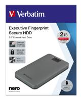 Verbatim Executive Fingerprint Secure 2 TB Externe harde schijf (2,5 inch) USB 3.2 Gen 1 (USB 3.0) Grijs 53653