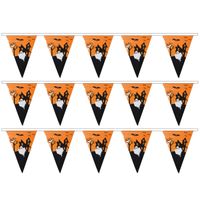 Halloween/Horror thema vlaggetjes - 3 stuks - van plastic - 400 cm - Vlaggenlijnen