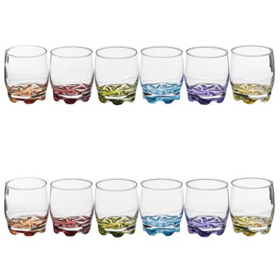 Secret de Gourmet Drinkglazen 12x stuks - waterglazen - 310 ml - kleurenmix bodem