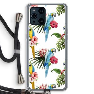 Kleurrijke papegaaien: Oppo Find X3 Pro Transparant Hoesje met koord