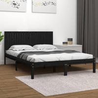 Bedframe massief grenenhout zwart 200x200 cm