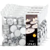 Theelichtjes/waxinelichtjes - 200x - wit - D3,9 cm - 4,5 branduren