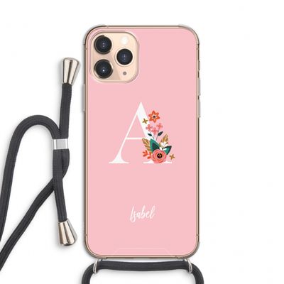 Pink Bouquet: iPhone 11 Pro Transparant Hoesje met koord